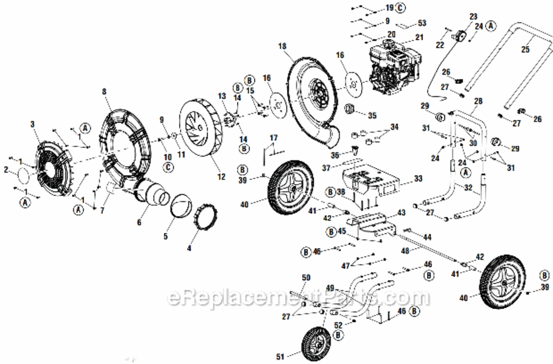 Page A Diagram and Parts List for 99170-03-01  Little Wonder Leaf Blower / Vacuum